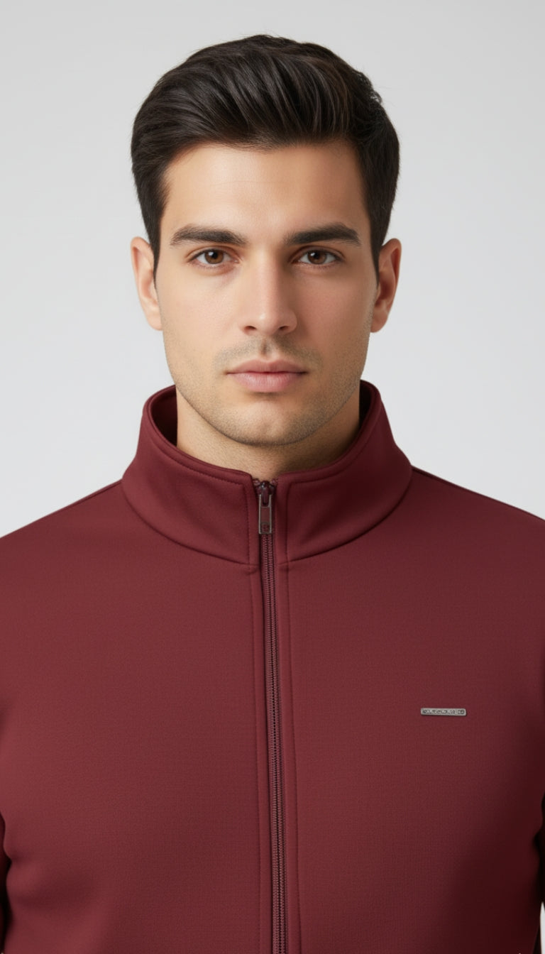 ✨ PARCEL YARD Tracksuit – Full Sleeve Mock Collar Set Cotton Blend TrackSuit For Men