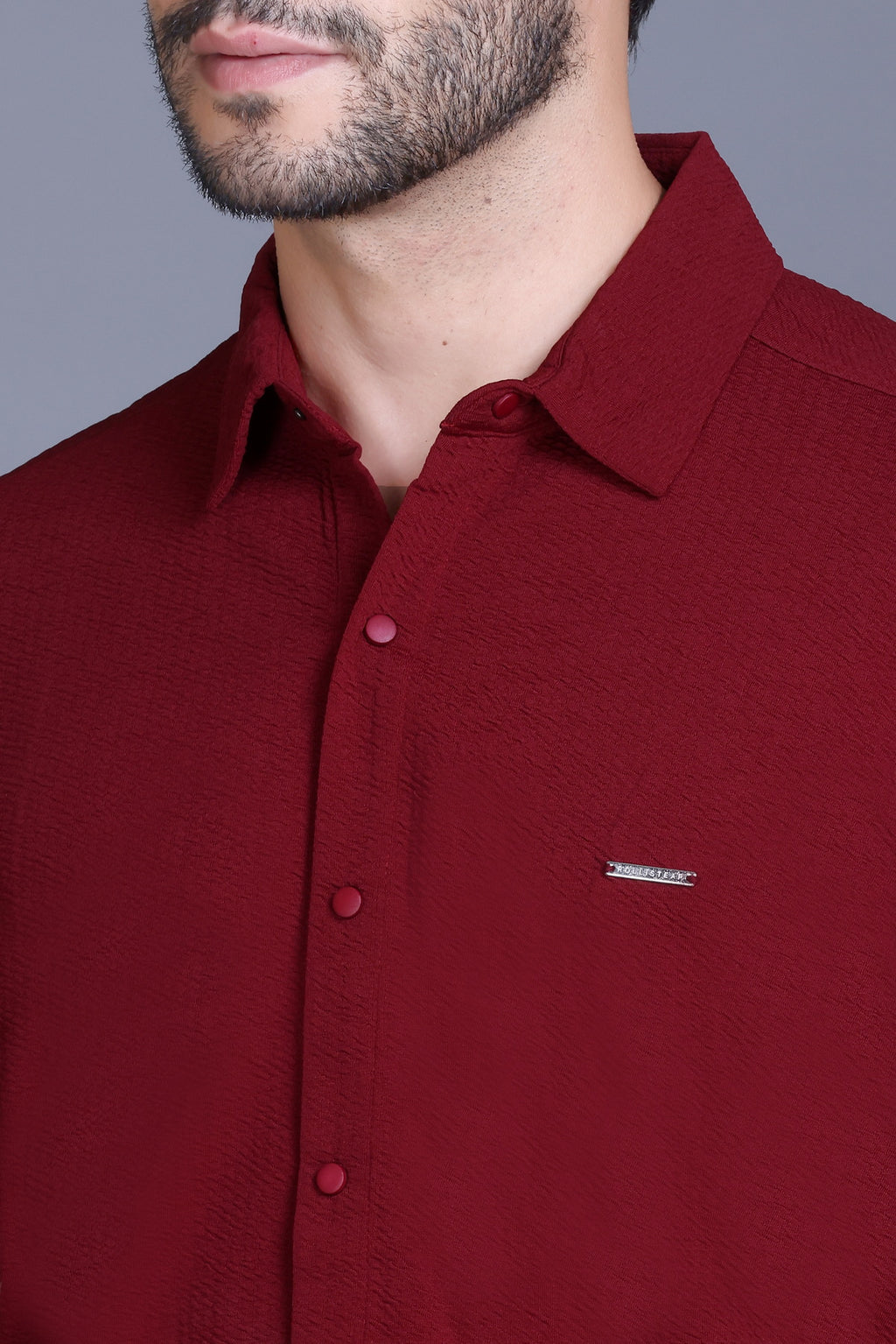 Men Cotton Shirt Wine