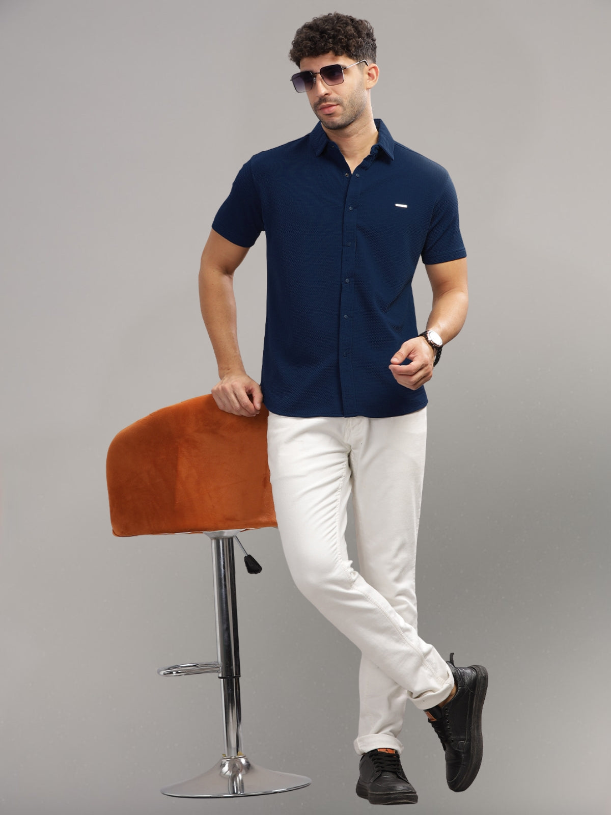 Men Cotton Shirt Navy