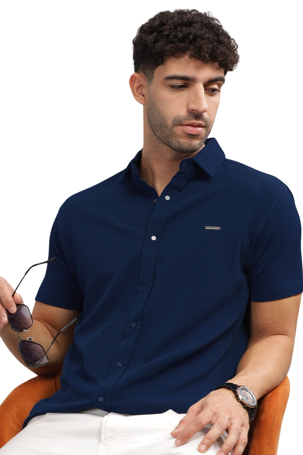 Men Cotton Shirt Navy
