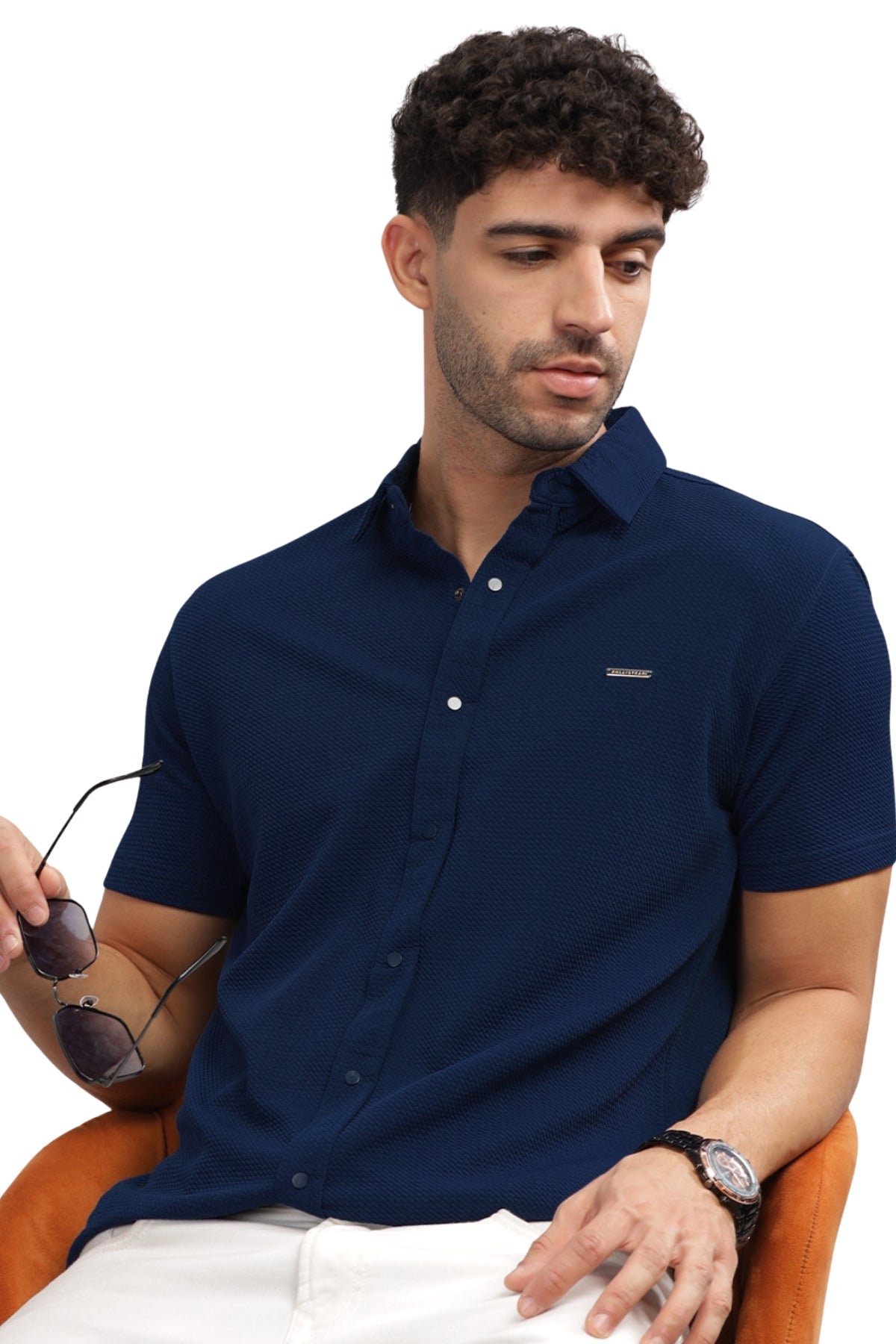 Men Cotton Shirt Navy