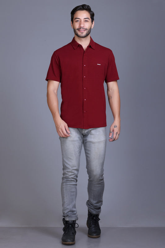 Men's Wine Solid  Shirt