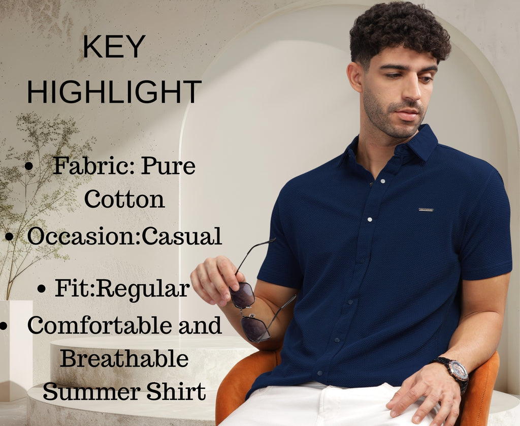 Men Cotton Shirt Navy