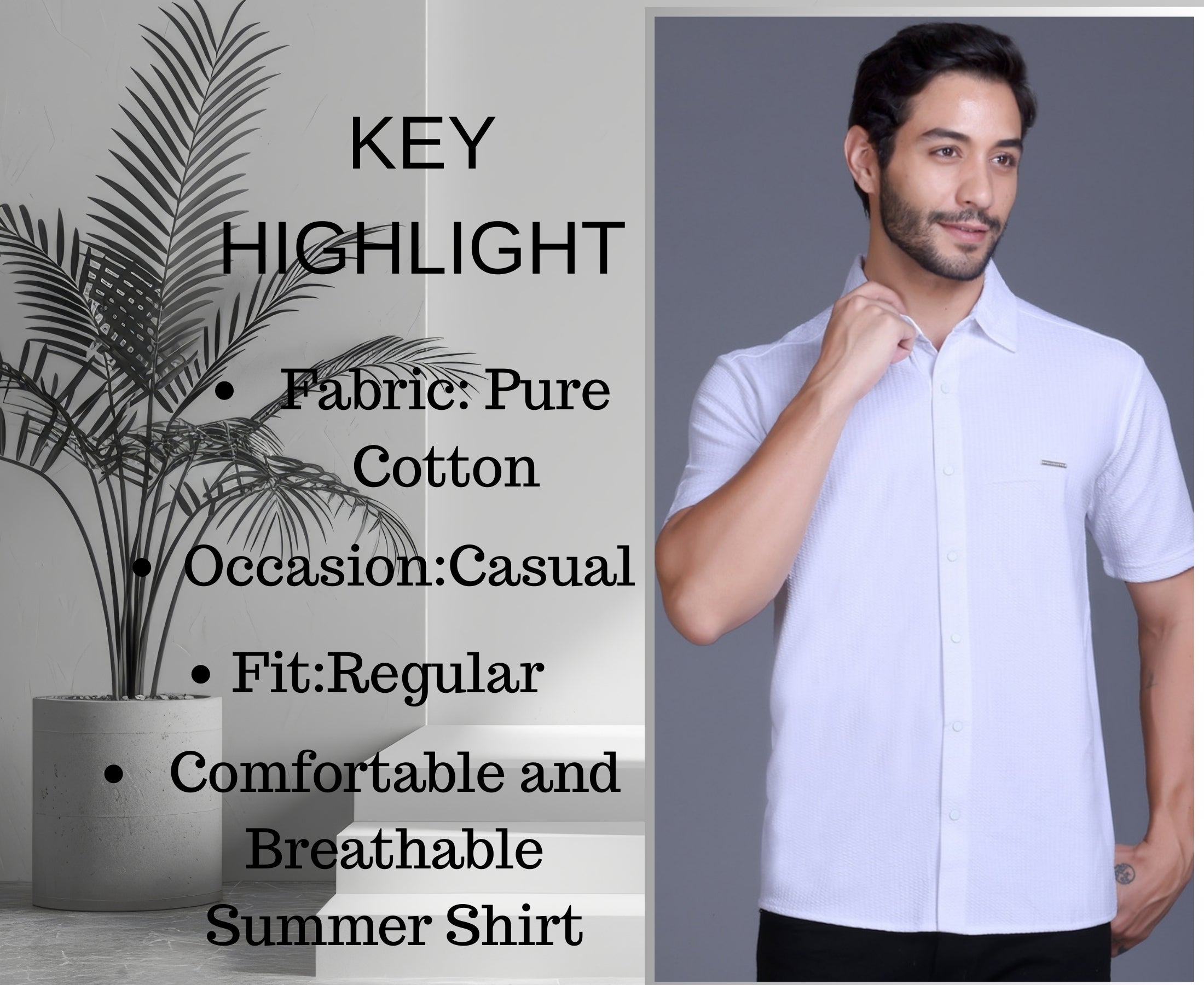 Men Cotton Shirt White