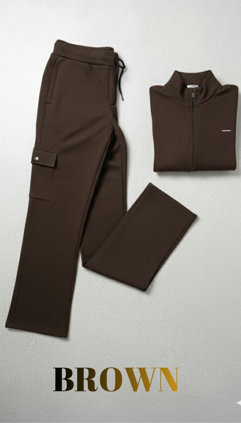 ✨ PARCEL YARD Tracksuit – Full Sleeve Mock Collar Set Cotton Blend TrackSuit For Men