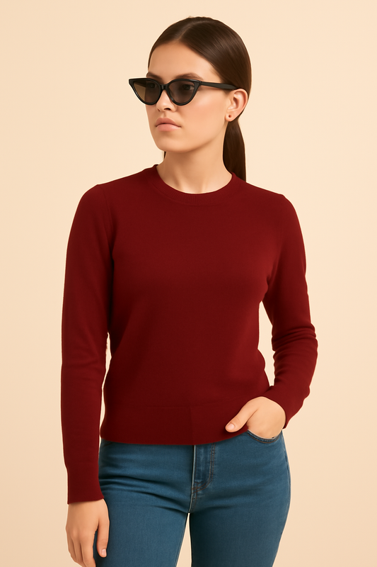 Parcel Yard Pure Cotton Round Neck Regular Fit Core Fashion Solid Full Sleeve Sweatshirt for Women & Girls