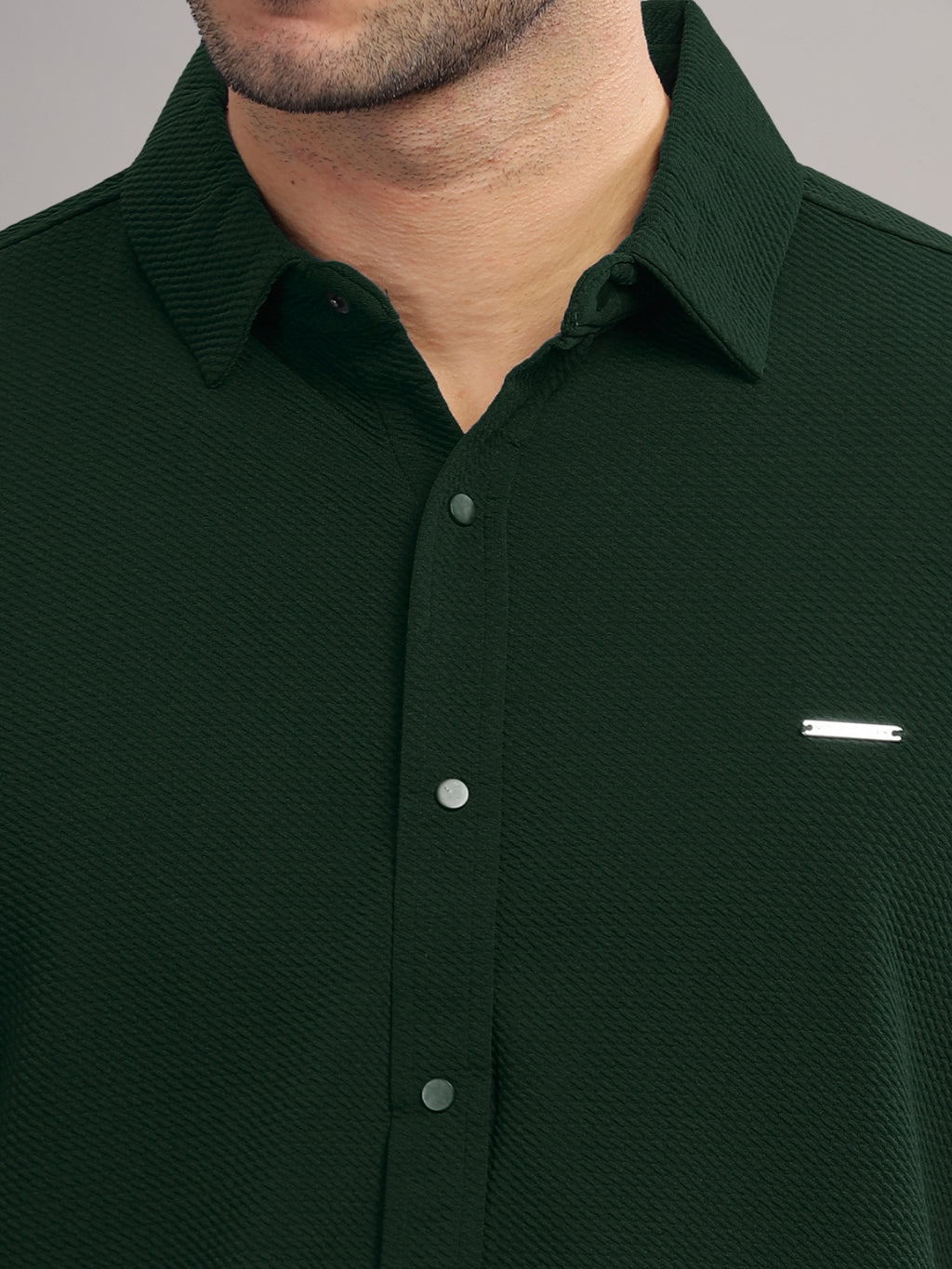 Men Cotton Shirt Bottle Green