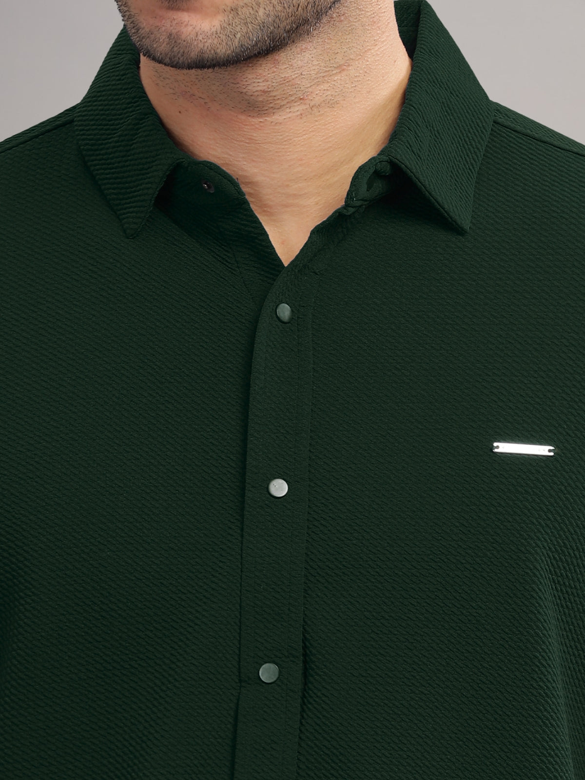 Men Cotton Shirt Bottle Green