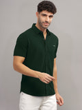 Men Cotton Shirt Bottle Green