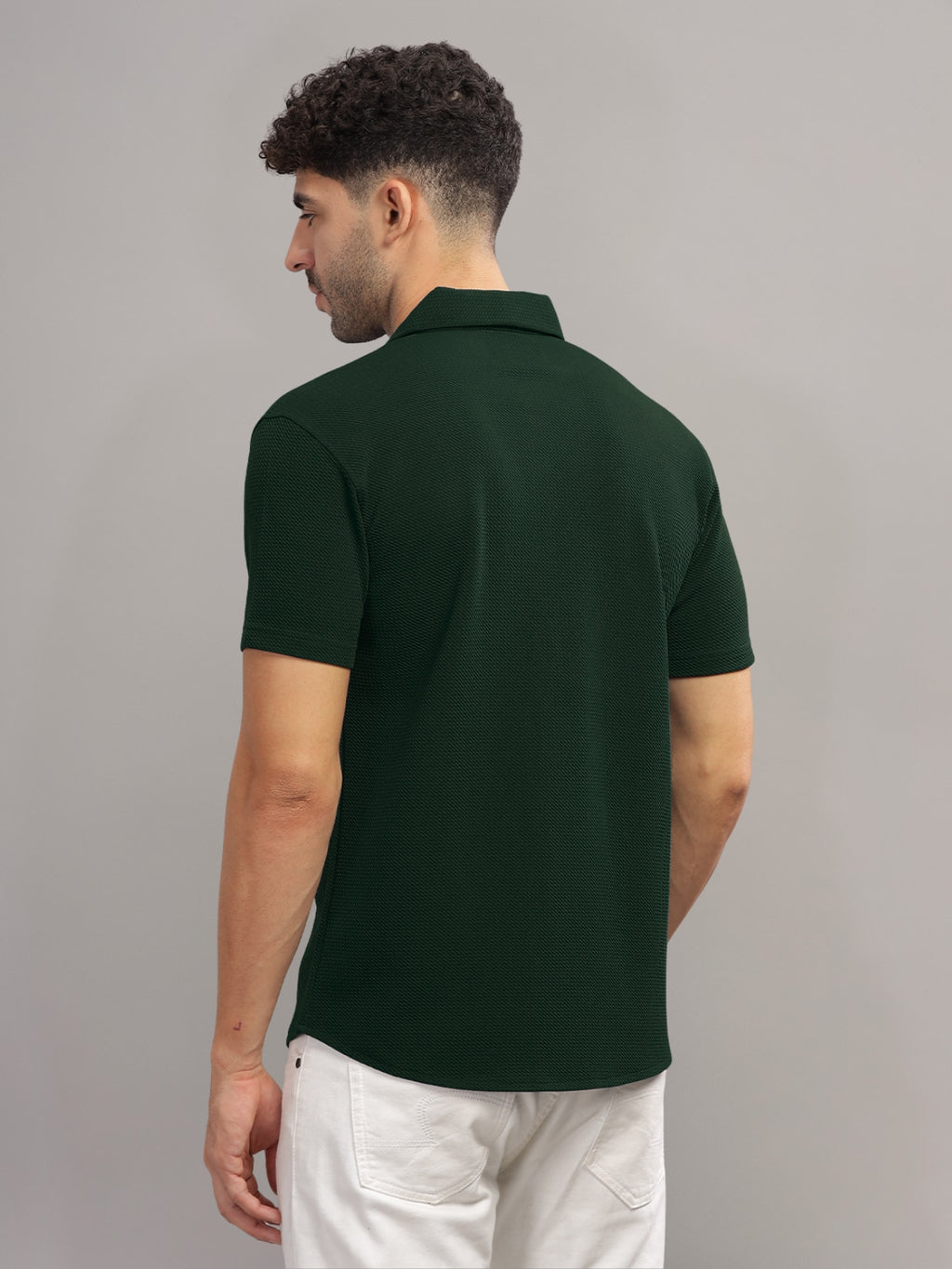 Men Cotton Shirt Bottle Green