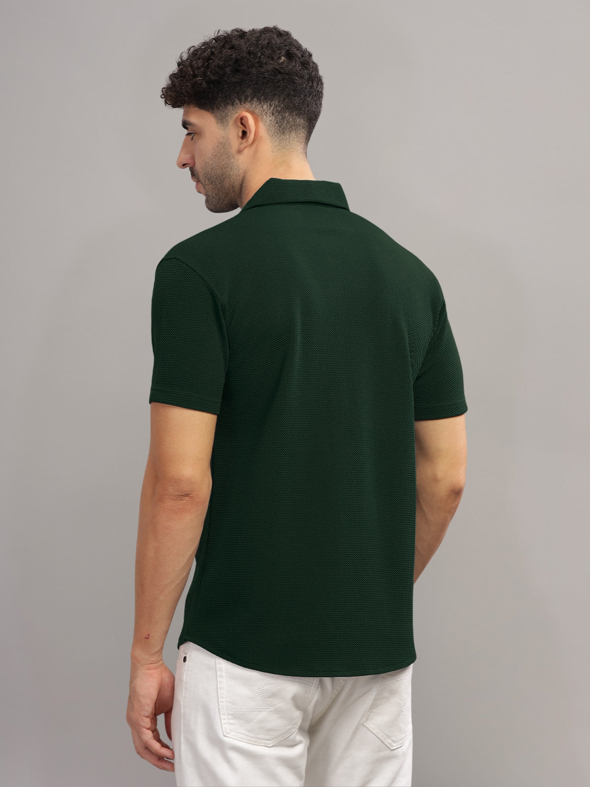 Men Cotton Shirt Bottle Green