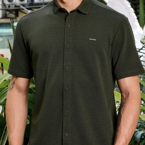 Men Cotton Shirt Olive